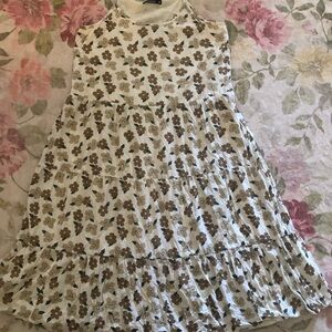 Mikarose Cream and Brown Floral Casual Dress
